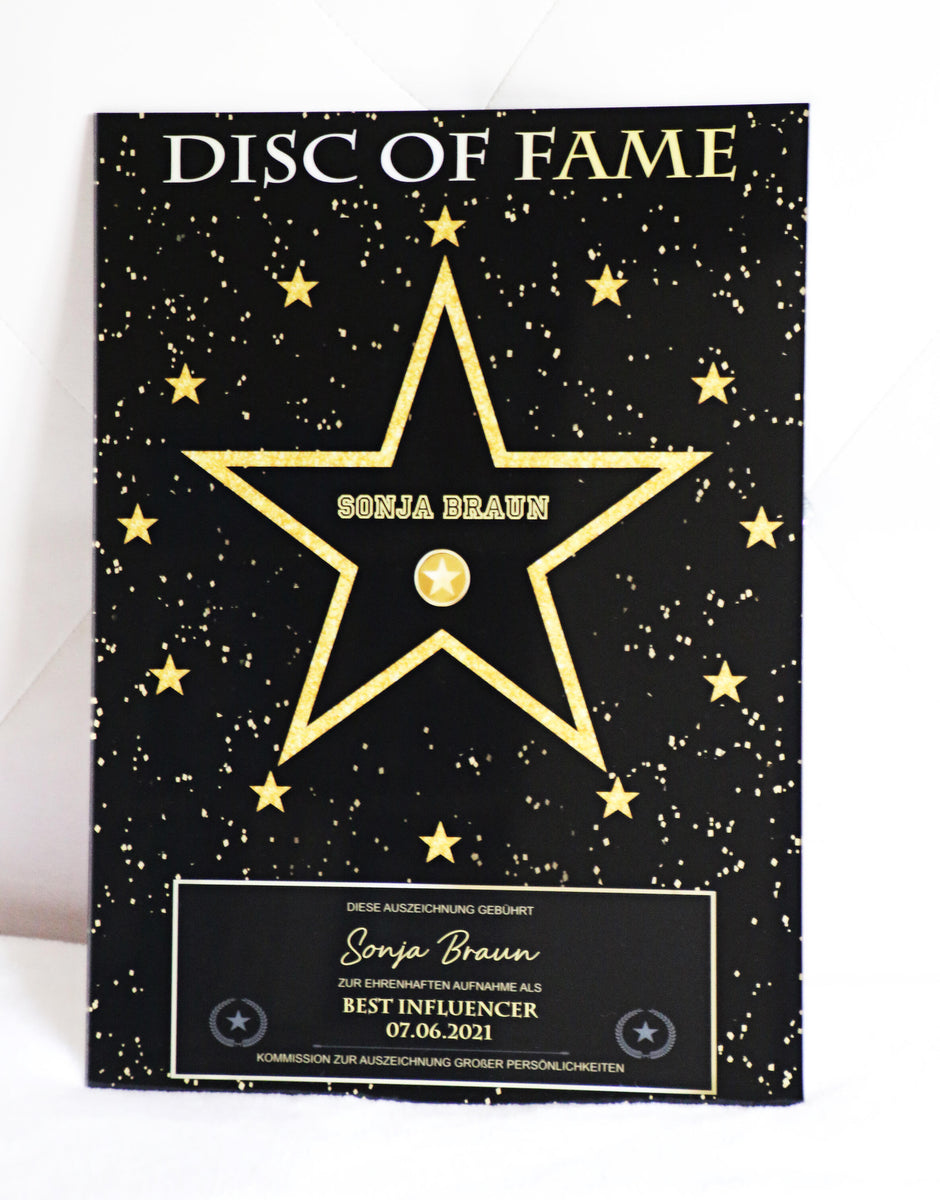 personalisiertes disc of fame auf acrylglas